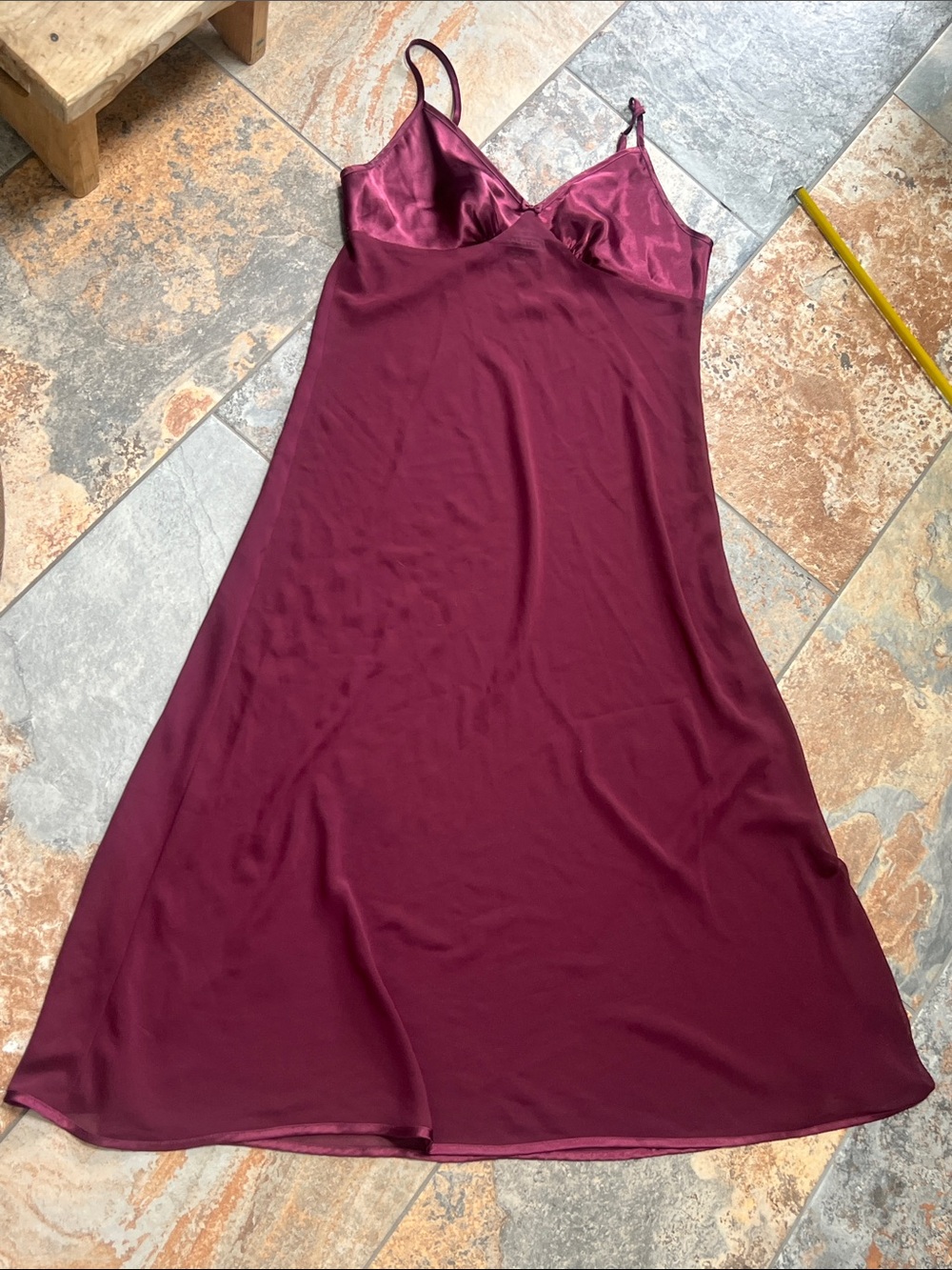 Halston sheer Slip Midi Dress in Burgundy